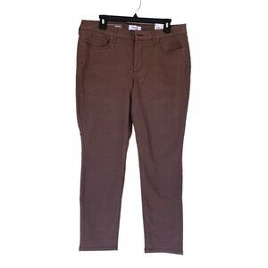 Sonoma Womens Everyday Brown Supersoft Mid Rise Sateen Skinny Pants Sz 16 Short